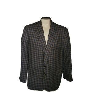 Holland & Sherry Plaid Blue Wool‎ Blazer Balani Suit Jacket 42 Office Career